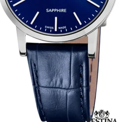 Festina Damenuhr Leder blau Festina Swiss Made Armbanduhr UF20013/3