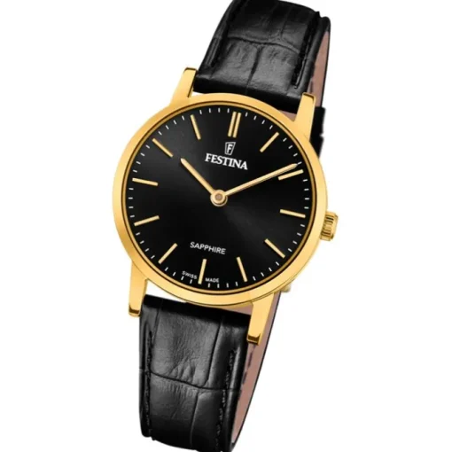 Festina Damenuhr Leder schwarz Festina Swiss Made Armbanduhr UF20017/3