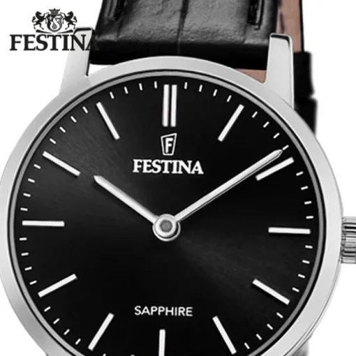Festina Damenuhr Leder schwarz Festina Swiss Made Armbanduhr UF20013/4