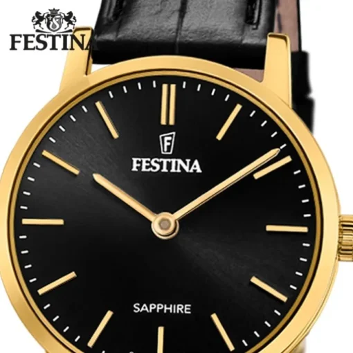 Festina Damenuhr Leder schwarz Festina Swiss Made Armbanduhr UF20017/3