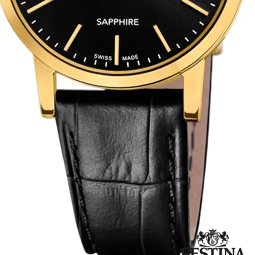 Festina Damenuhr Leder schwarz Festina Swiss Made Armbanduhr UF20017/3