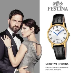 Festina Damenuhr Leder schwarz Festina Swiss made Armbanduhr UF20017/4