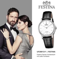 Festina Damenuhr Leder schwarz Festina Swiss Made Armbanduhr UF20013/1