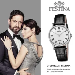 Festina Damenuhr Leder schwarz Festina Swiss Made Armbanduhr UF20013/2