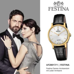 Festina Damenuhr Leder schwarz Festina Swiss Made Armbanduhr UF20017/1