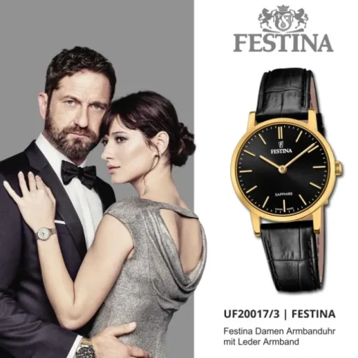 Festina Damenuhr Leder schwarz Festina Swiss Made Armbanduhr UF20017/3