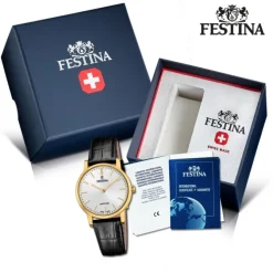 Festina Damenuhr Leder schwarz Festina Swiss Made Armbanduhr UF20017/1