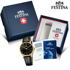 Festina Damenuhr Leder schwarz Festina Swiss Made Armbanduhr UF20017/3