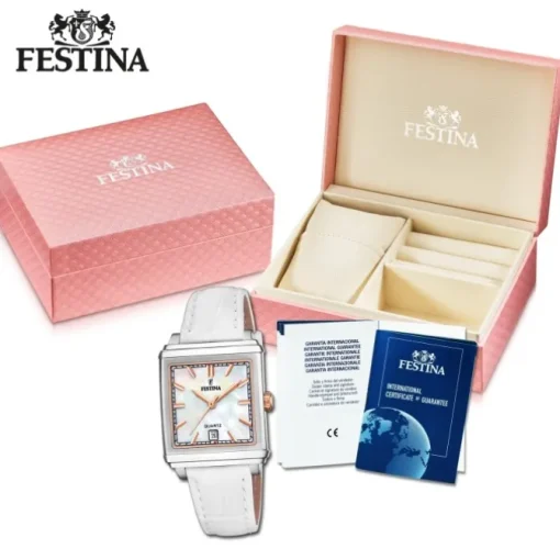 Festina Damenuhr Leder weiß Festina Trend Armbanduhr UF20682/1