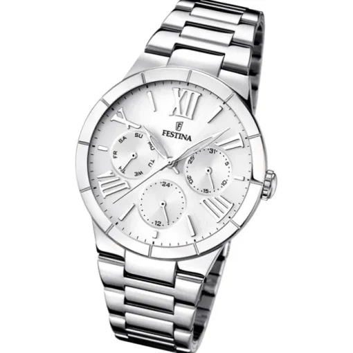 FESTINA Damenuhr Mademoiselle Quarz weiß, Edelstahlband Trend Uhren UF16716/1