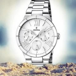 FESTINA Damenuhr Mademoiselle Quarz weiß, Edelstahlband Trend Uhren UF16716/1