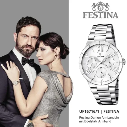 FESTINA Damenuhr Mademoiselle Quarz weiß, Edelstahlband Trend Uhren UF16716/1