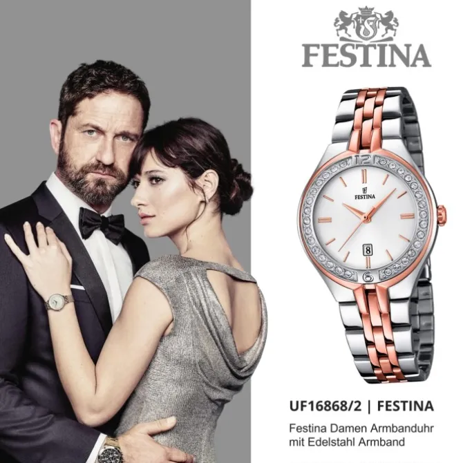FESTINA Damenuhr Mademoiselle Analog Quarz Edelstahl silber-rosegold UF16868/2