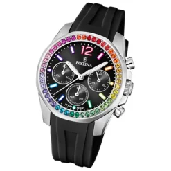 Festina Damenuhr PU schwarz Festina Boyfriend Armbanduhr UF20610/3