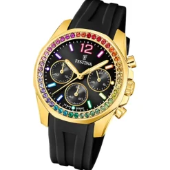 Festina Damenuhr PU schwarz Festina Boyfriend Armbanduhr UF20650/3