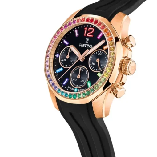 Festina Damenuhr PU schwarz Festina Boyfriend Armbanduhr UF20611/3