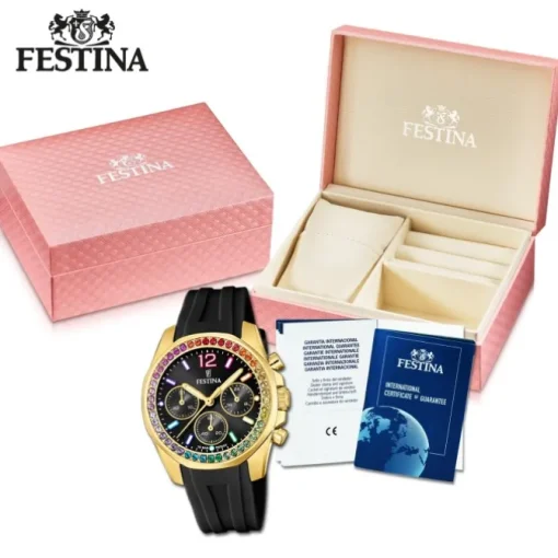 Festina Damenuhr PU schwarz Festina Boyfriend Armbanduhr UF20650/3