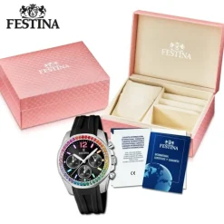 Festina Damenuhr PU schwarz Festina Boyfriend Armbanduhr UF20610/3
