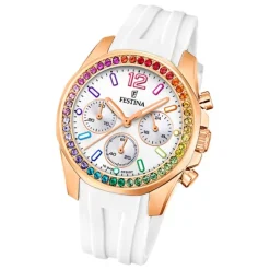 Festina Damenuhr PU weiß Festina Boyfriend Armbanduhr UF20611/2