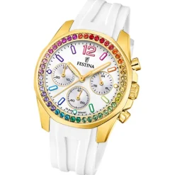 Festina Damenuhr PU weiß Festina Boyfriend Armbanduhr UF20650/2