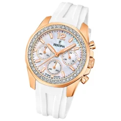 Festina Damenuhr PU weiß Festina Boyfriend Armbanduhr UF20611/1
