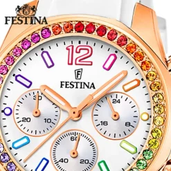 Festina Damenuhr PU weiß Festina Boyfriend Armbanduhr UF20611/2