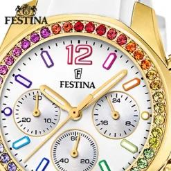 Festina Damenuhr PU weiß Festina Boyfriend Armbanduhr UF20650/2
