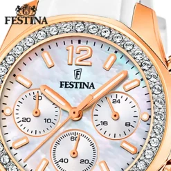 Festina Damenuhr PU weiß Festina Boyfriend Armbanduhr UF20611/1