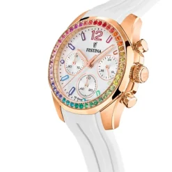 Festina Damenuhr PU weiß Festina Boyfriend Armbanduhr UF20611/2