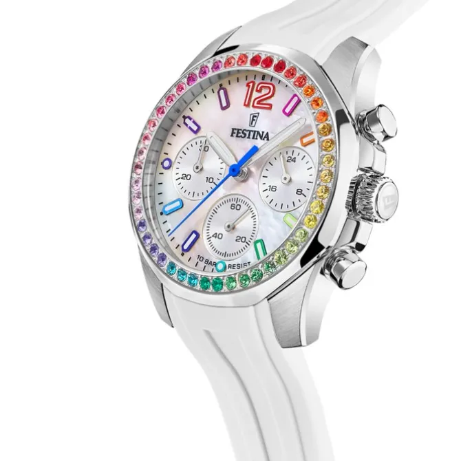 Festina Damenuhr PU weiß Festina Boyfriend Armbanduhr UF20610/2