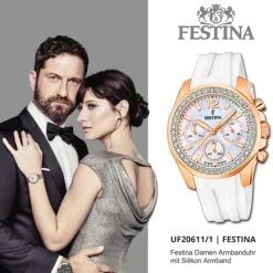 Festina Damenuhr PU weiß Festina Boyfriend Armbanduhr UF20611/1