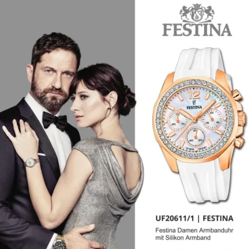 Festina Damenuhr PU weiß Festina Boyfriend Armbanduhr UF20611/1