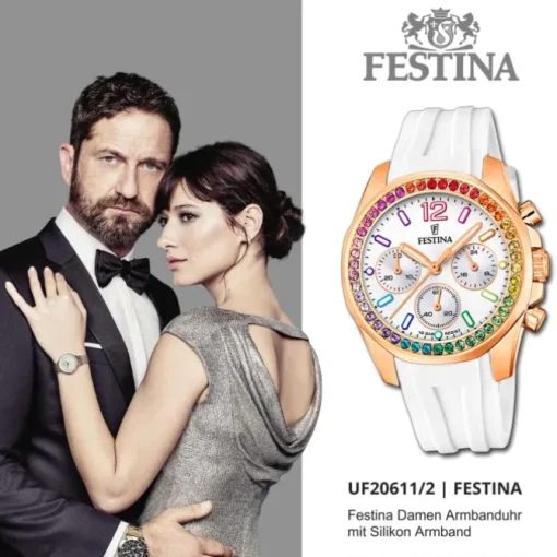 Festina Damenuhr PU weiß Festina Boyfriend Armbanduhr UF20611/2