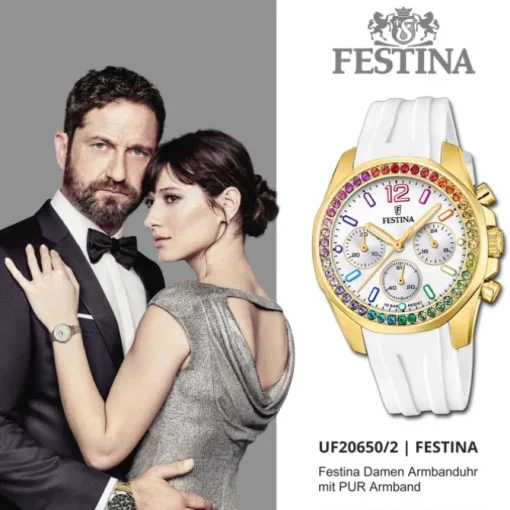 Festina Damenuhr PU weiß Festina Boyfriend Armbanduhr UF20650/2