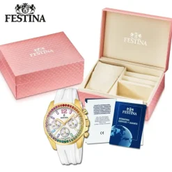 Festina Damenuhr PU weiß Festina Boyfriend Armbanduhr UF20650/2