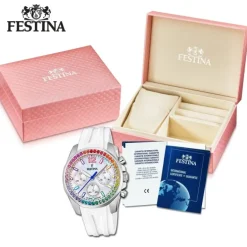 Festina Damenuhr PU weiß Festina Boyfriend Armbanduhr UF20610/2