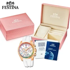 Festina Damenuhr PU weiß Festina Boyfriend Armbanduhr UF20611/2