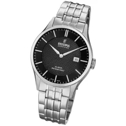 Festina Herren Armbanduhr Swiss Made F20005/4 Quarz Edelstahl silber UF20005/4