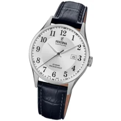 Festina Herren Armbanduhr Swiss Made F20007/1 Quarz Leder schwarz UF20007/1