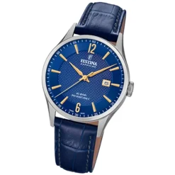 Festina Herren Armbanduhr Swiss Made F20007/3 Quarz Leder blau UF20007/3