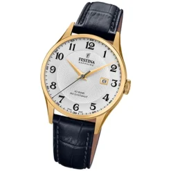 Festina Herren Armbanduhr Swiss Made F20010/1 Quarz Leder schwarz UF20010/1
