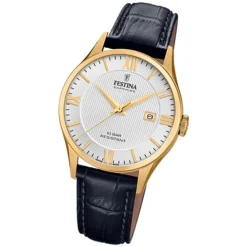 Festina Herren Armbanduhr Swiss Made F20010/2 Quarz Leder schwarz UF20010/2