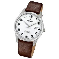 Festina Herren Armbanduhr Klassik F20512/1 Analog Leder dunkelbraun UF20512/1