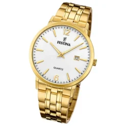 Festina Herren Armbanduhr Klassik F20513/2 Analog Edelstahl gold UF20513/2