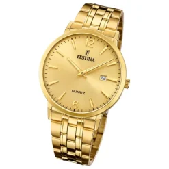 Festina Herren Armbanduhr Klassik F20513/3 Analog Edelstahl gold UF20513/3