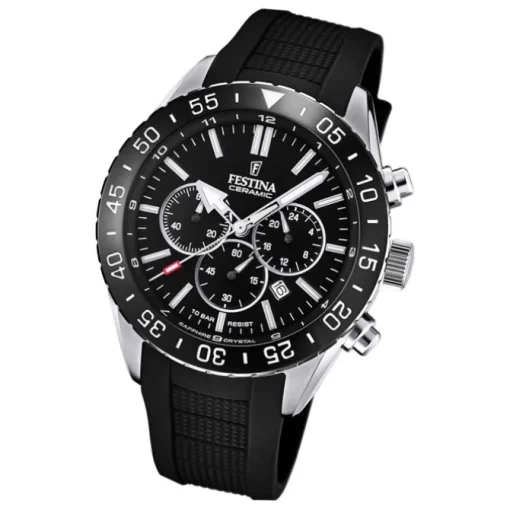 Festina Herren Armbanduhr Keramik F20515/2 Analog Silikon schwarz UF20515/2