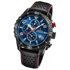 Festina Herren Armbanduhr Chronograph F20519/2 Analog Leder schwarz UF20519/2