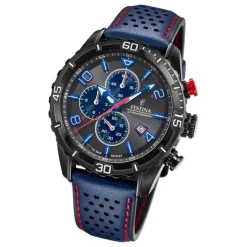 Festina Herren Armbanduhr Chronograph F20519/3 Analog Leder blau UF20519/3