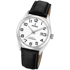 Festina Herren Armbanduhr Klassik F20446/1 Quarz Leder schwarz UF20446/1