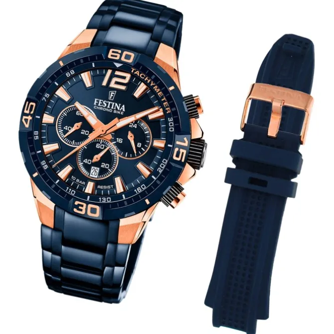 Festina Herren Armbanduhr Chrono Bike F20524/1 Edelstahl dunkelblau UF20524/1